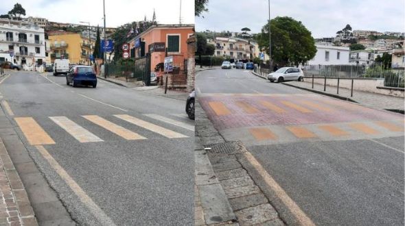 Pozzuoli Segnaletica Di Cantiere In Corso In Via Solfatara I Lavori